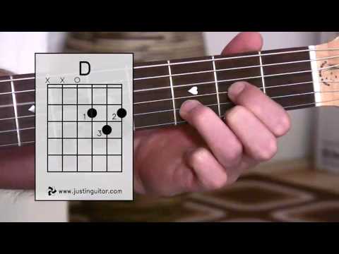 Beginner Guitar Lesson Stage 1: The D Chord, Super Easy First Guitar Chord! (BC-111)